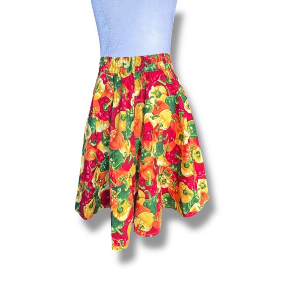 Retrolicious Bell Pepper Print Skater Mini Skirt Colorful Veggie Cotton Medium - Picture 6 of 9
